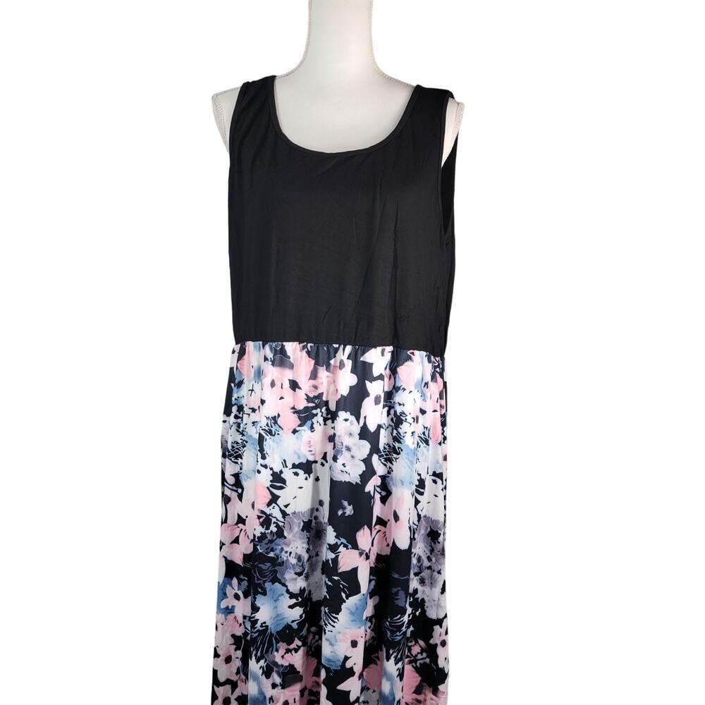 New Bluetine Plus size Dress Summer Boho Floral Print 2XL Blue Resortwear NWT